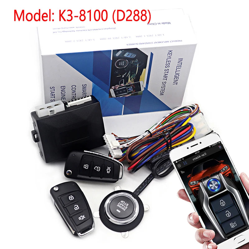 Universal Car Alarm Auto Start Stop System Remote Control Engine Ignition Autostart Kit Keyless Push Start System Car Accessorie